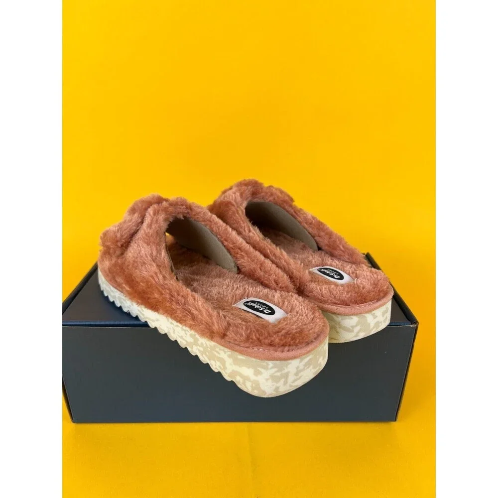 Dr Scholl's Staycay OG Slippers Slide Sandals Womens 8 M Pink Plush Faux Fur NWB_5